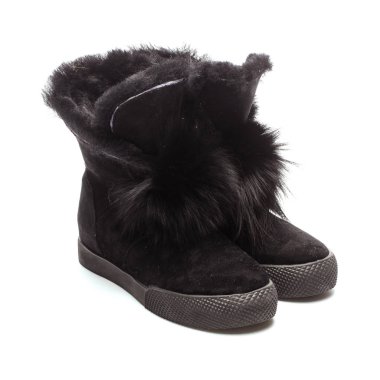 Siyah kadın çizme beyaz izole.