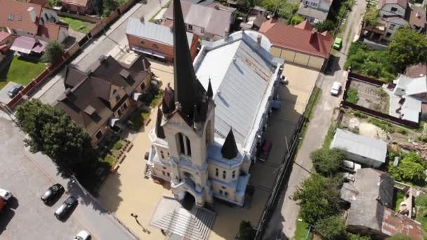 Cathédrale Gothique Vue Aérienne Tir Drone — Video