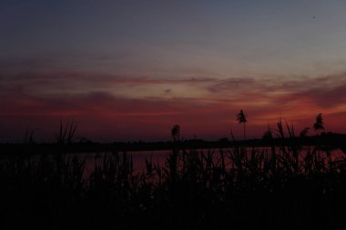 Renkli günbatımı okyanus üzerinde Maldivler