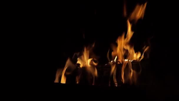 Vue Flamme Feu Sur Fond Noir — Video