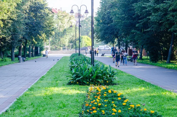 De lokale parktoeristen gaan naar het bandstrat festival — Stockfoto