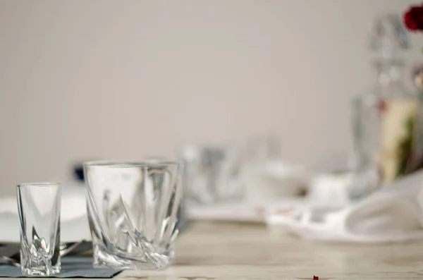 Beautiful table setting with lavender flowers on wooden background