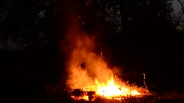 Geceleri güzel bir ateş manzarası