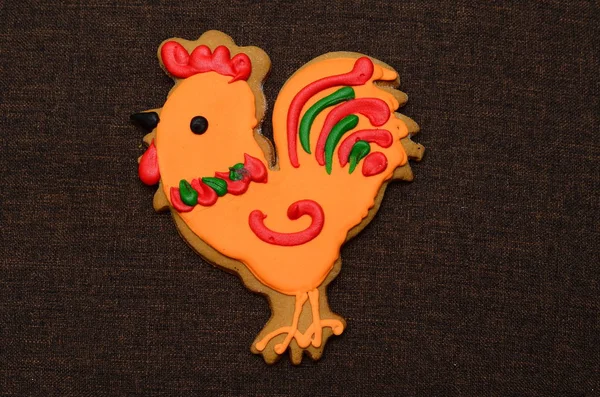 Christmas gingerbread. Gingerbread in the form of a rooster. cock. Rooster - a symbol of 2017. Winter decor. Christmas nayurmort.