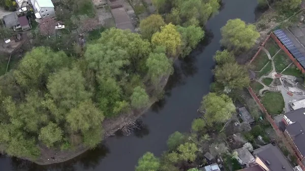 Hermoso Panorama Lutsk Paisaje cerca del Castillo de Lubart. Seguimiento de la cámara de derecha a izquierda . — Foto de Stock