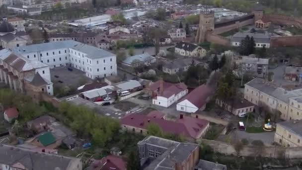 Bela Paisagem Urbana Panorama Lutsk Perto Castelo Lubart Rastreamento Câmera — Vídeo de Stock