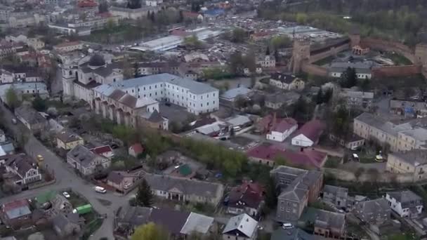 Schöne Panorama Lutsk Stadtlandschaft Der Nähe Der Lubart Burg Kamerafahrt — Stockvideo