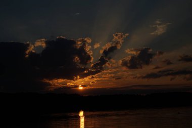 picturesque view of endless sea with beautiful sunrise at sky 