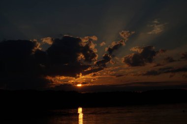 picturesque view of endless sea with beautiful sunrise at sky 