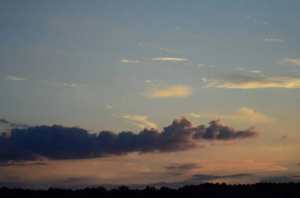 Vue Panoramique Sur Coucher Soleil Sur Plage Avec Beau Ciel — Photo