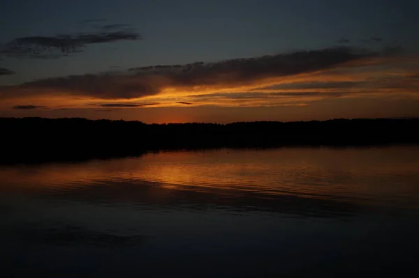 Picturesque View Endless Dark Sky Lake Early Morning — Stock Photo, Image