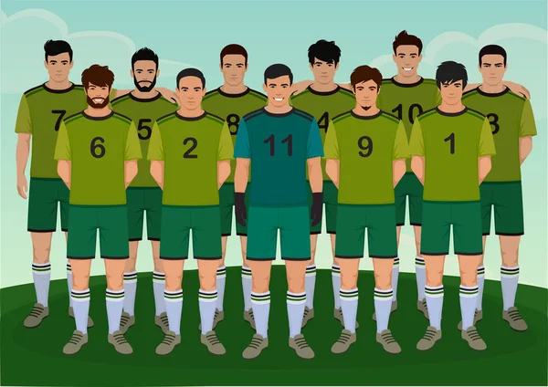 Векторні Ілюстрації Футболіста Футбольної Команди Людей — стоковий вектор
