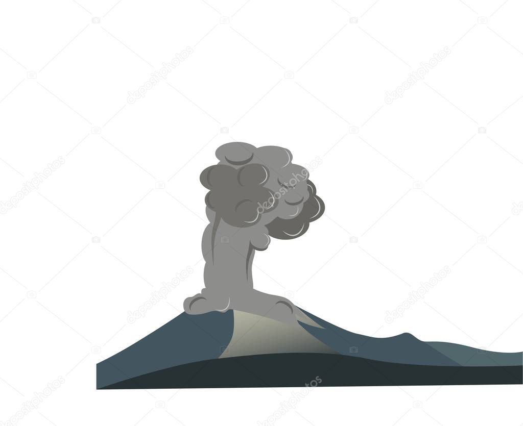 vector illustration of erupting volcano, inspirated on Krakatau of Java