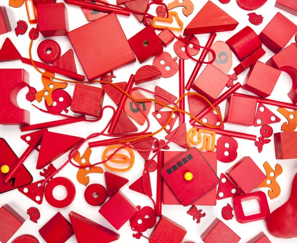 Very Many Red Kids Toys — Stock Photo, Image
