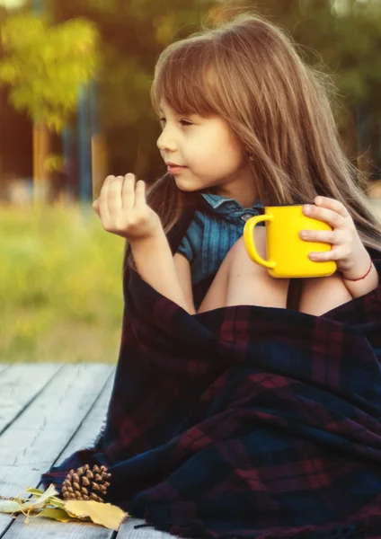 Cute Little Girl Autumn Park — Stock Photo, Image