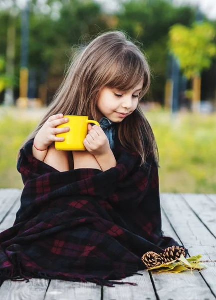 Cute Little Girl Autumn Park — Stock Photo, Image