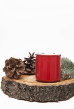 Sıcak kakao ahşap arka plan. 