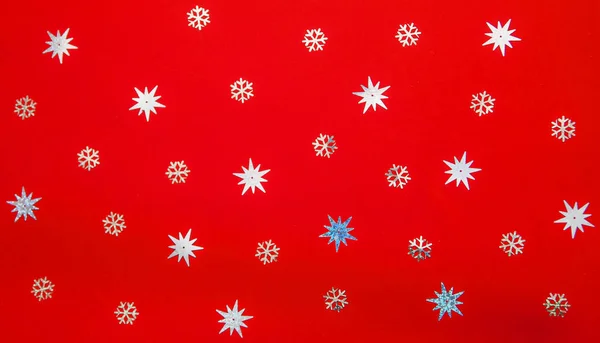 Decoraciones Navidad Sobre Fondo Rojo — Foto de Stock