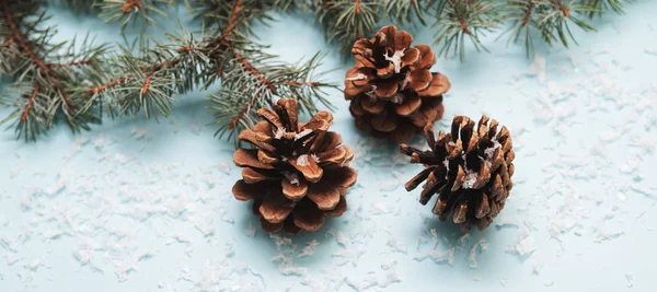 Pinecones Sobre Fondo Navideño —  Fotos de Stock