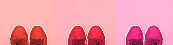 Zapatos Coloridos Sobre Fondo Rosa — Foto de Stock