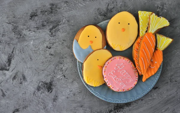 Easter Cookies Stone Background — Stock Photo, Image