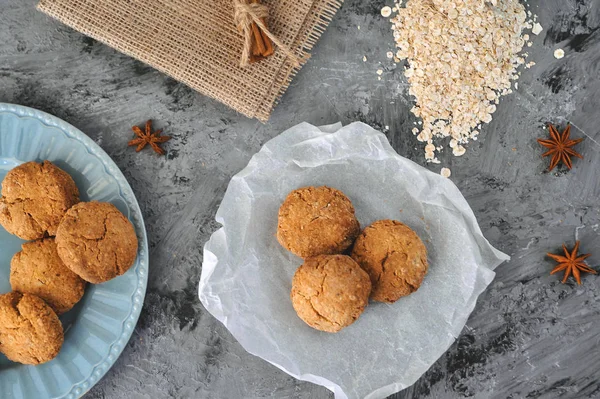 Galletas Avena Caseras Sobre Fondo Piedra — Foto de Stock