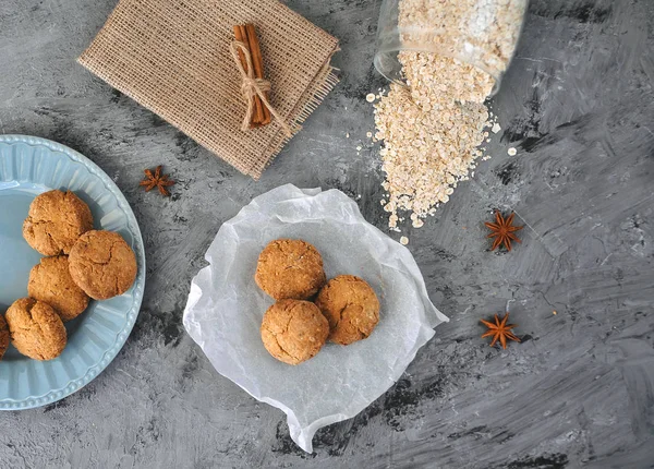 Galletas Avena Caseras Sobre Fondo Piedra — Foto de Stock