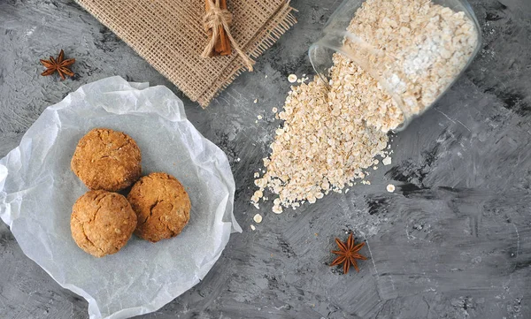 Galletas Avena Caseras Sobre Fondo Piedra — Foto de Stock