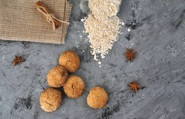 Galletas Avena Caseras Sobre Fondo Piedra — Foto de Stock