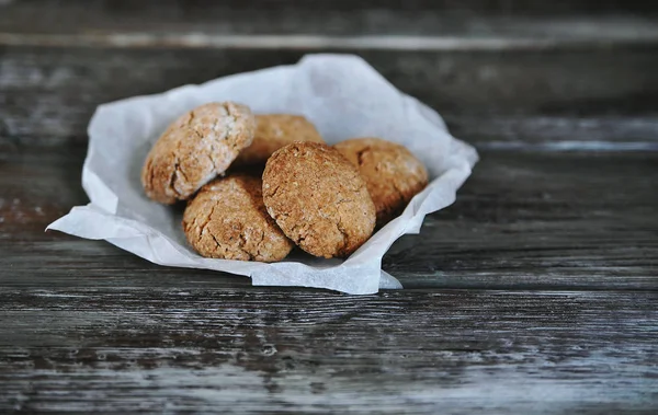 Galletas Avena Sobre Fondo Madera — Foto de Stock