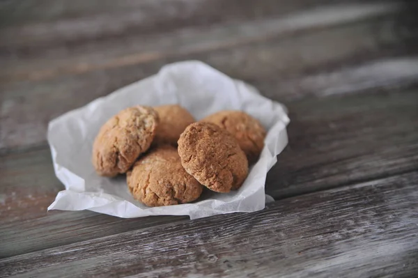 Galletas Avena Sobre Fondo Madera — Foto de Stock