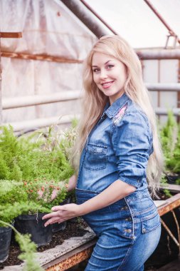 Sera çalışan hamile kadın.