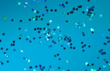 Şenlikli arka plan. Çift ton arka planda köpüklü Glitter yıldızlar.