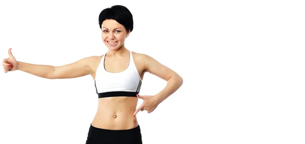 Fotocollage Hermosa Mujer Deportiva Aislada Sobre Fondo Blanco — Foto de Stock