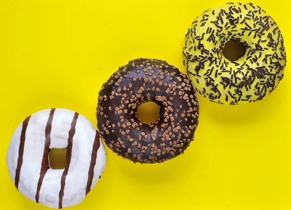 Delicious Donuts Light Pastel Color Background — Stock Photo, Image