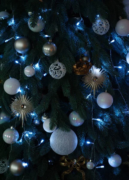 Kerstboom Met Ballen Kerst Achtergrond — Stockfoto