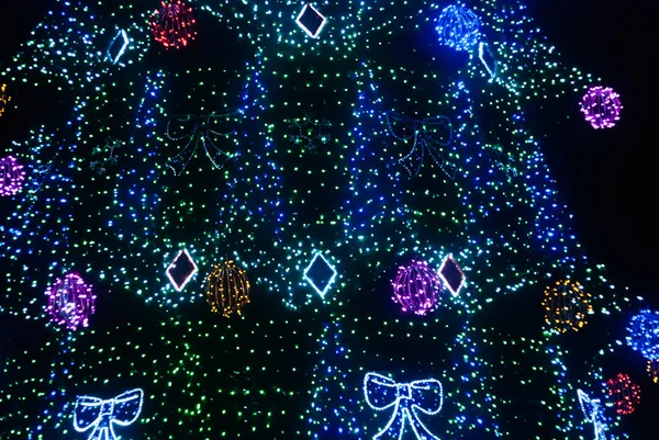 Defokussierter Hintergrund Der Weihnachtsbeleuchtung Freien Verschwommenes Licht Hintergrund — Stockfoto