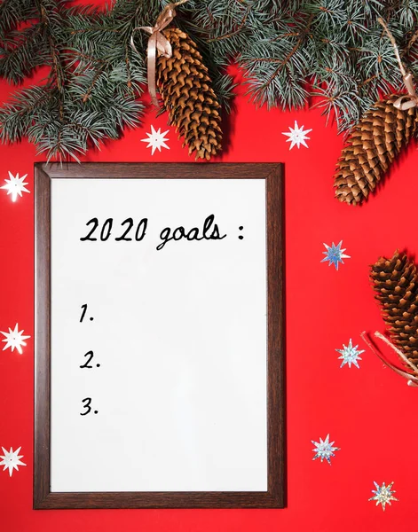 Christmas concept background. Goals on next year. 2020 year.