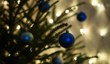 Noel ağacının soyut bulanık fotoğrafı. Noel boken arka plan.