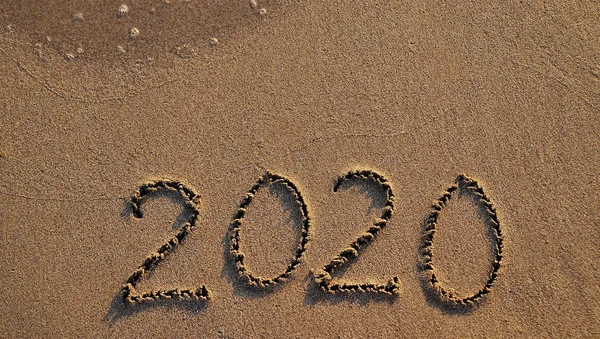 Symbols 2020 Written Sand — Stock Photo, Image