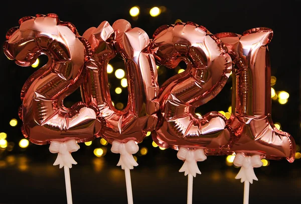 Shiny Balloon Symbols 2021 Glitters Festive Background — Stock Photo, Image