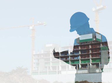 Yapı denetim mühendisi, Beyaz arka plan üzerinde izole yarı saydam görüntüler