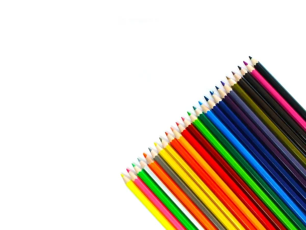 Los Diferentes Lápices Colores Sobre Fondo Blanco —  Fotos de Stock