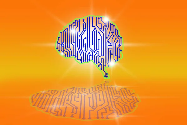 Brain circuit electronic on a orange  background