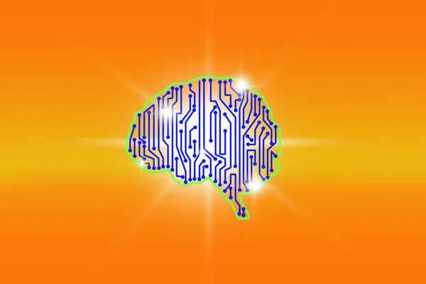 Brain circuit electronic on orange  background