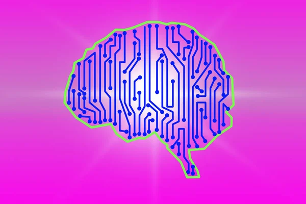 Brain circuit electronic on pink background