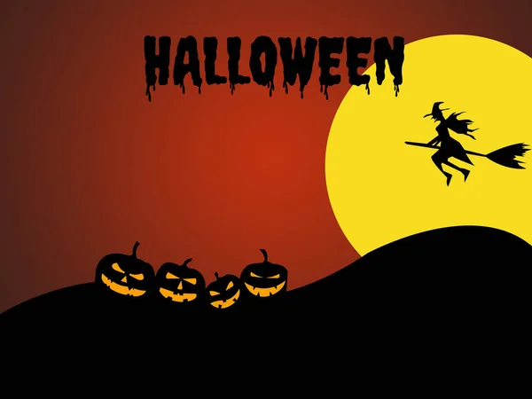 Halloween Day Background Buon Halloween Con Una Strega Cavallo Una — Foto Stock