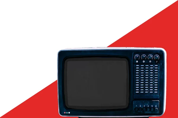 ZSRR analogowy Tv retro na tle reklamy biały czerwony — Zdjęcie stockowe