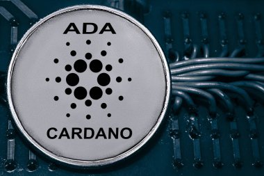 Cryptocurrency Cardano teller ve devreleri arka plan üzerinde para. Ada