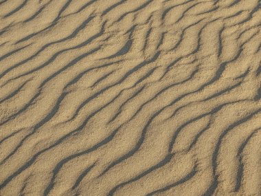 Sahilde ya da çölde kum dalgaların doku. kum dalgaların çapraz.